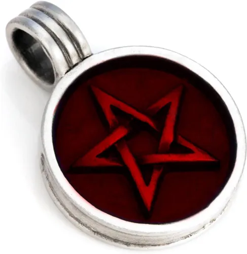 Bico Pentagram Colgante (B11)Evita Evil, color blanco señal de brujade color resina y metal