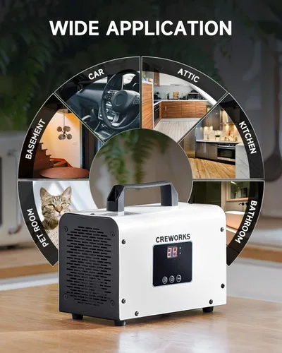 Miniatura 8 de CREWORKS Generador de ozono digital, máquina de ozono de alta capacidad de 38000 mg/h para eliminación de olores de humo de coche, hogar, mascotas