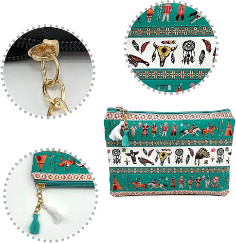 Miniatura 2 de Bonita bolsa pequeña de cosméticos, mini bolsa de maquillaje para mujeres y niñas, bolsa pequeña de aseo de viaje de cuero PU, organizador
