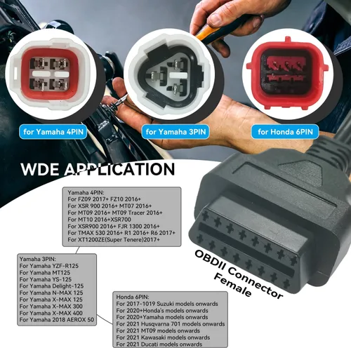 Miniatura 4 de Cable adaptador de diagnóstico 3 en 1 OBD2 para Kline Euro5-16pin a OBD 3pin+4pin+6pin - Compatible con motocicleta Honda CRF KTM Yamaha