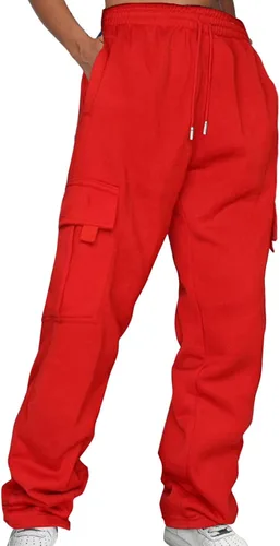 Miniatura 3 de GDJGTA Pantalones cargo para hombre, casuales, atléticos, de algodón, holgados, rectos, con múltiples bolsillos