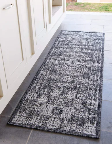 Miniatura 34 de Unique Loom Alfombra de la colección tradicional para exteriores, desgastada durante el tiempo (octágono de 5 pies y 3 pulgadas, azul/gris)