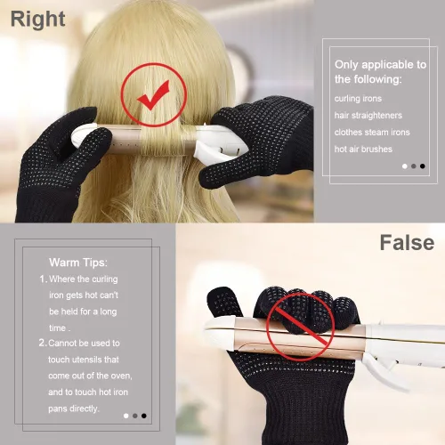Miniatura 6 de IKOCO Guantes de calor para peinar el cabello, guantes resistentes al calor con bolsa de silicona para rizador, plancha plana, alisador