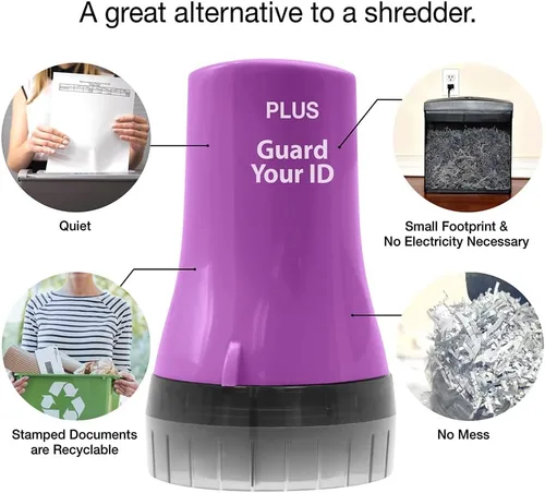 Miniatura 3 de Guard Your ID Wide Advanced Roller 2.0 - Sello de seguridad para prevención de robo de identidad, color morado Púrpura