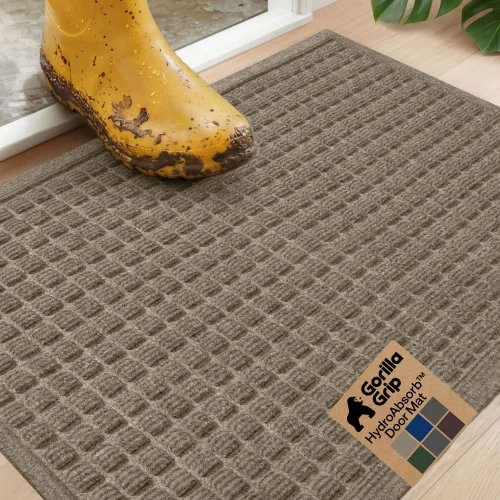 GORILLA GRIP® HydroABSORB - Tapete ultra absorbente para puerta delantera y entrada exterior, atrapa la suciedad y la humedad, tapete de bienvenida