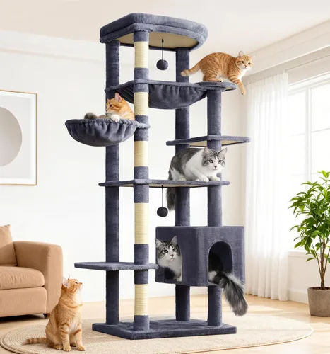 Miniatura 10 de Made4Pets - Árbol alto para gatos, torre de árbol de gato de 71 pulgadas para gatos de interior grande y adulto, torre de felpa de varios niveles