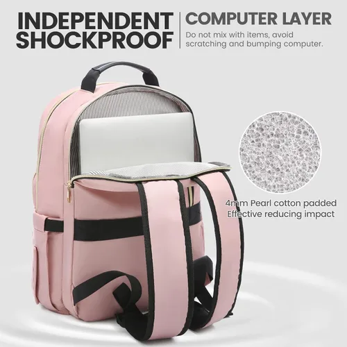 Miniatura 4 de LOVEVOOK - Mochila de 15.6 pulgadas para laptop, para mujer, bolsa de laptop para mujer, mochila de viaje impermeable, elegante mochila para mujer