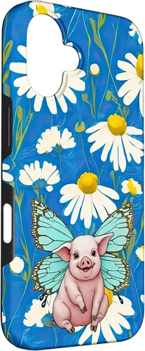 Miniatura 3 de Adorable pig piglet with butterfly wIngs daisy flower sweet Case for iPhone 16