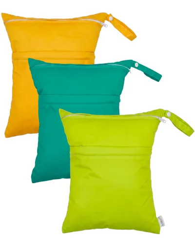 Miniatura 57 de ALVABABY 2 bolsas de pañales de tela para ropa húmeda, reutilizables con dos bolsillos con cremallera, para viajes, playa, piscina, guardería