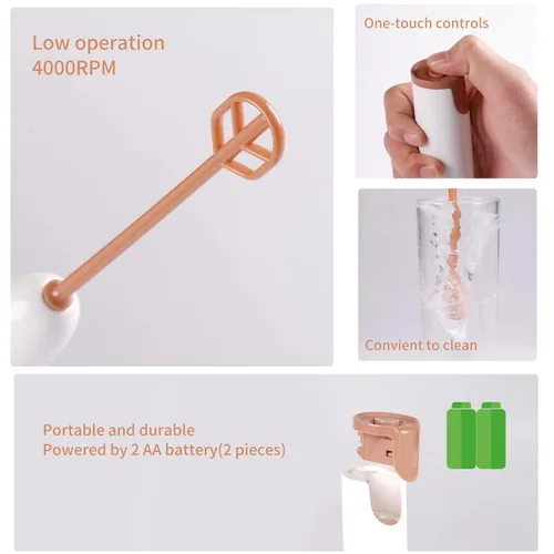 Miniatura 5 de Mezclador eléctrico de mano de fórmula para bebés, Mezclador de bebida portátil (blanco)