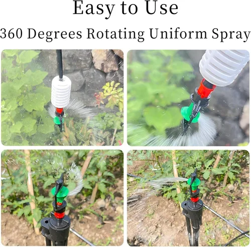 Miniatura 5 de Emisores de riego por goteo, 10 rociadores ajustables de 360 grados con boquilla de nebulización de microplantas de una sola púa para invernadero