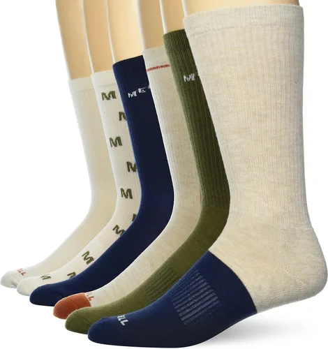 Merrel - Calcetines acolchados reciclados para hombre y mujer, 6 y 12 pares, soporte de arco de senderismo