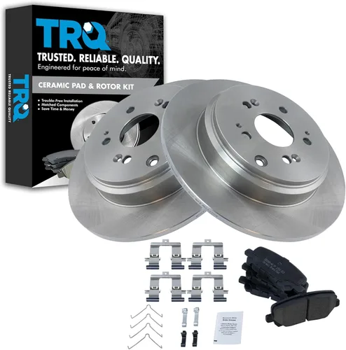 Miniatura 90 de TRQ Kit de rotor de freno trasero y pastillas de cerámica Posi premium compatible con camioneta Chevy GMC