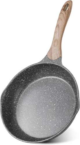 Miniatura 10 de JEETEE Sartenes antiadherentes con tapa, sartén antiadherente de 8 pulgadas, sartenes de aluminio con mango de baquelita, compatible con todas