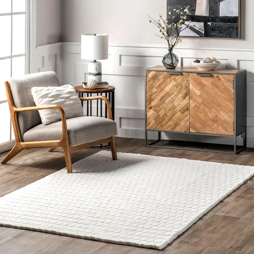 Miniatura 34 de nuLOOM SuperiorWash Collection Kai Blanco Hueso, 5 x 8 pies, esponjosa y acogedora, de alto tráfico, resistente a las manchas, fácil de limpiar, Kai