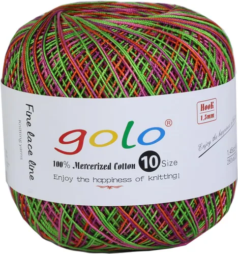 Miniatura 93 de Golo - Bolas de hilo para crochet de algodón tamaño 10, color algodón para crochet D-Fresa D078-fresa