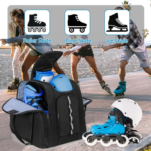 Miniatura 7 de GOBUROS Bolsa de patinaje para hombres y mujeres, mochila de patinaje sobre hielo para zapatos de patinaje hasta hombres de EE. UU. 13