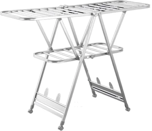 Miniatura 7 de UNNS Tendedero plegable para colgar en el suelo, para colgar en el suelo, para secar ropa, de aleación de aluminio, para interiores y exteriores