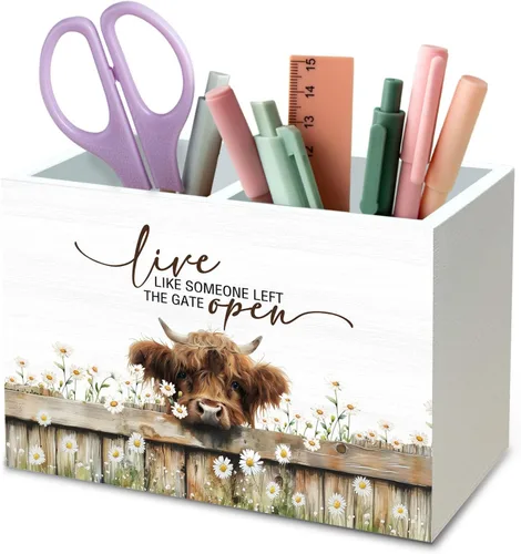 Miniatura 29 de DILSJ Organizador inspirador de 2 compartimentos para lápices, organizador para escritorio, amantes de los pollos regalos para mujeres, Live Like