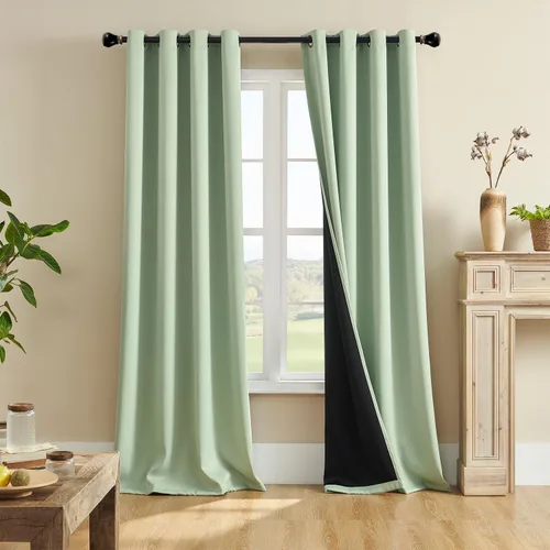 Miniatura 16 de Rutterllow - Cortinas 100% opacas, paneles de cortina con ojales, aislamiento térmico y bloqueo de luz para habitación y sala de estar