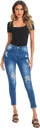 Miniatura 6 de Verdusa Womens Short Sleeve Square Neck T-Shirt Basic Solid Slim Fitted Top Tee