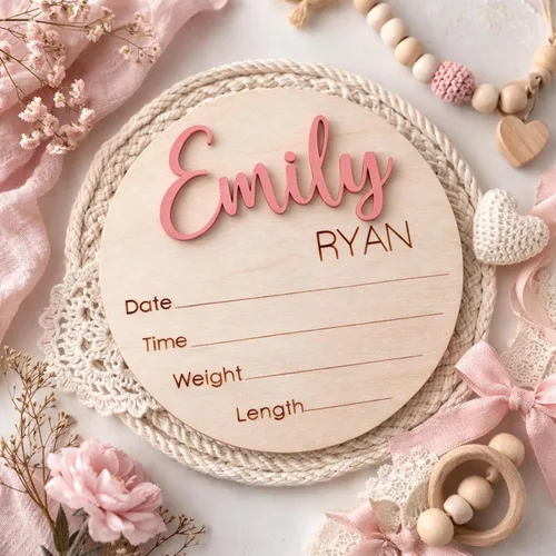 Miniatura 3 de Letreros de madera de lujo personalizados con nombre de bebé, bebé próximamente, regalos de bienvenida recién nacido para niño o niña, estilo 01