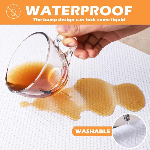 Miniatura 7 de Revestimiento de estante para armarios de cocina de 16 pulgadas: Alfombrilla impermeable para cajones de baño de 16" x 120 pulgadas blanca - Fácil