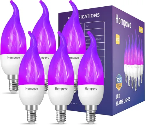 Miniatura 9 de Hompavo - Decoraciones de Navidad,【Actualizado】 Bombillas LED de llama, bombillas con 3 modos de luz parpadeante, bombilla de vela de llama con base