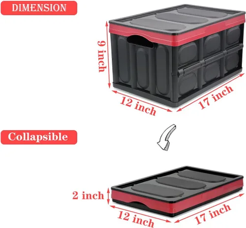 Miniatura 2 de GUOZI Contenedor de almacenamiento plegable de 30 litros con tapa, caja de almacenamiento plegable de plástico duradero, contenedor organizador