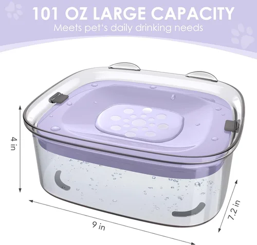 Miniatura 5 de AONKEY Cuenco de agua para perros de 3L sin derrames, cuenco grande de 101oz a prueba de derrames para perros, reduce el rellenado, dispensador