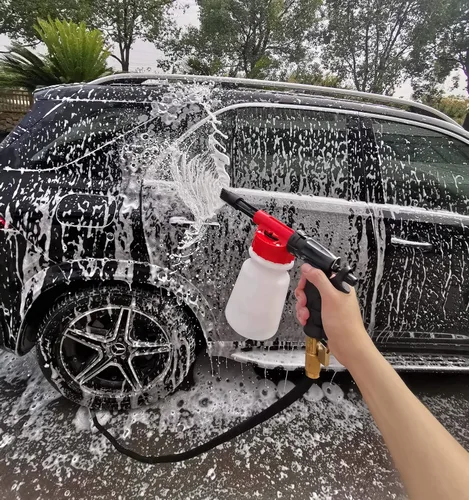Miniatura 5 de Cañón de espuma para manguera de jardín, Pistola de espuma con medidor de relación de ajuste, Pistola de espuma y jabón para lavado de autos