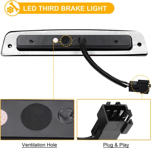 Miniatura 5 de R&F Auto Luz de Freno LED Ahumada de Tercera Posición de Reemplazo para Ram 1500/2500/3500 (1994-2001) Camioneta Pickup Luces de Carga del Techo