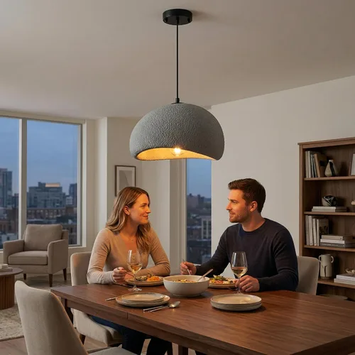 Lámpara colgante Wabi Sabi de 11.8 pulgadas, luminaria de techo japonesa moderna para comedor, isla de cocina, pasillo, lámpara colgante gris con