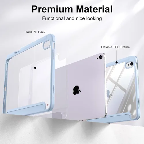 Miniatura 4 de Funda para iPad Air de 11 pulgadas M4/M3/M2 2026/2025/2024, iPad Air de 5ª/4ª generación de 10.9 pulgadas 2022/2020 con soporte para lápices, Azul