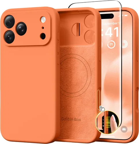 Miniatura 35 de GolbinBox Funda magnética para iPhone 17, compatible con MagSafe, cubierta de silicona integrada para control de cámara, funda de silicona líquida a