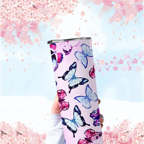 Miniatura 2 de Regalos de mariposa para mujer, decoración de mariposas, el mejor regalo de cumpleaños, 20 onzas con tapa y pajita, taza de viaje de acero