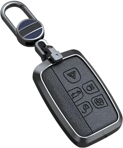 ontto Funda para llavero Land Rover de piel antiarañazos, protección completa para Defender Discovery Sport Fit para Jaguar Negro