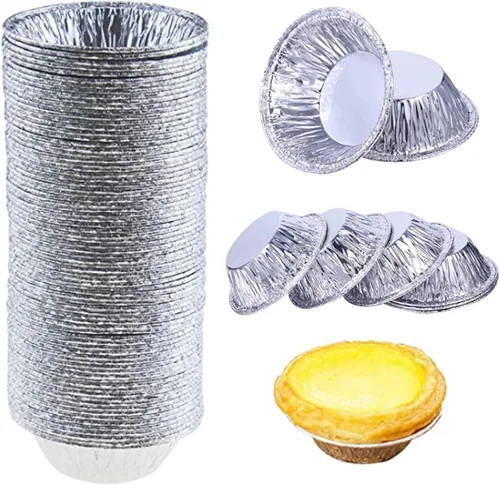 U/D Paquete de 200 moldes de papel de aluminio para tartas, tartas para hornear, tazas de papel de aluminio y moldes desechables para tartas de