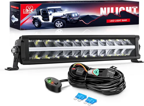 Miniatura 13 de Nilight Barra de Luz LED con DRL Ámbar de 16 Pulgadas 120W Luz Todoterreno Anti-Deslumbrante Combo Inundación Punto LED Luz de Conducción IP68