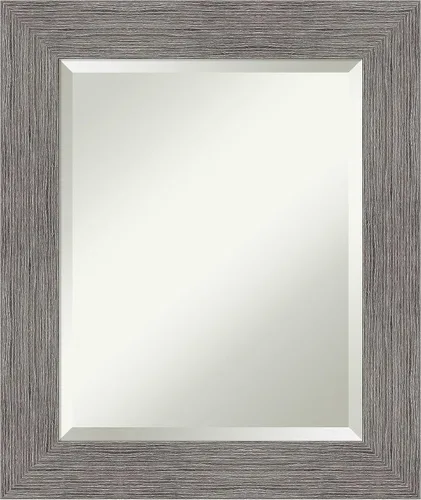 Miniatura 9 de Amanti Art Espejo de baño gris para sobre el fregadero, espejo rectangular gris rústico de corteza de 25 x 21 pulgadas, marco rústico de campo