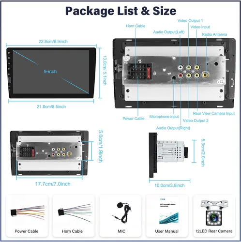 Miniatura 8 de UNITOPSCI 9 pulgadas único DIN inalámbrico Apple CarPlay Android Auto coche estéreo pantalla táctil Bluetooth FM receptor de radio de coche espejo
