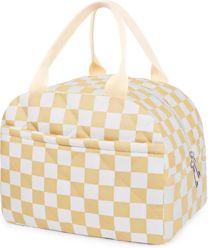 Miniatura 21 de Lonchera acolchada de algodón aislada, bonita bolsa acolchada con estampado floral, reutilizable, aislada, coqueta, de gran capacidad, hielera