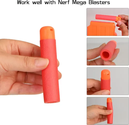 Miniatura 4 de Mega Dart - Paquete de repuesto de 180 piezas compatibles con pistolas Nerf N-Strike Mega Series, color rojo