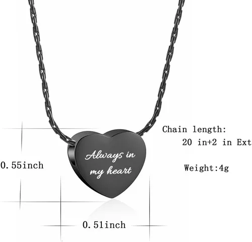 Miniatura 9 de constantlife Joyería de cremación para cenizas – Colgante de corazón conmemorativo collar de urna conmemorativa soporte para cenizas de acero