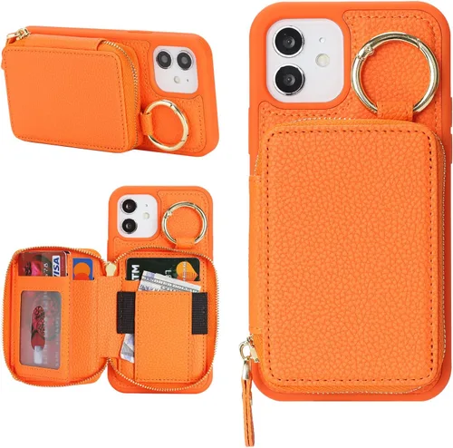 Miniatura 13 de Funda compatible con iPhone Air Wallet con tarjetero para iPhone Air, funda con cremallera y ranura para mujer, 5G de 6.5 pulgadas, color oro rosa
