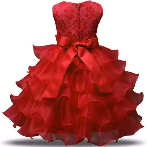 Miniatura 3 de NNJXD Vestido de niña con volados y encaje, para fiesta o boda