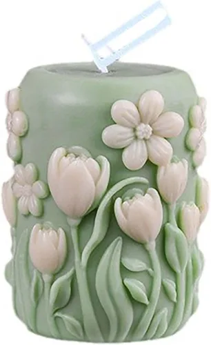 Molde de vela en espiral de silicona con forma de tulipán y peonía de flores 3D, moldes de fundición de resina de silicona para velas, resina y