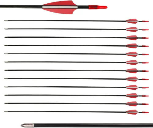 Miniatura 7 de LWANO Flechas de fibra de vidrio de 28" - Flechas de práctica de arquería con puntas rombas y eje duradero para niños, jóvenes, principiantes