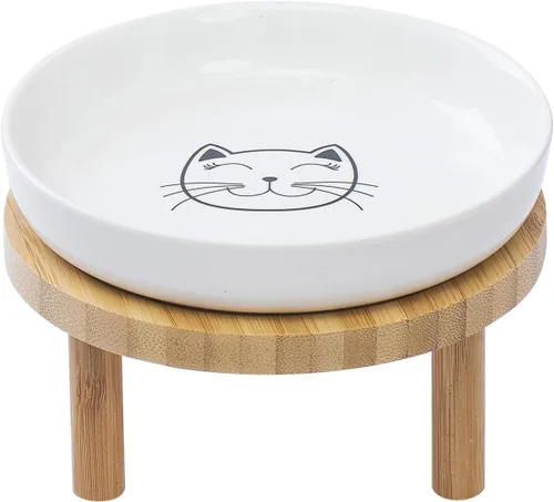 Miniatura 22 de Lusifaco - Cuencos poco profundos para comida de gato, tazón de cerámica de 5.9 pulgadas de ancho para gatos de interior, juego de platos para gatos