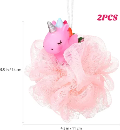 Miniatura 2 de Esponja de baño para niños, 2 piezas: esponja corporal – Puf de ducha de unicornio para limpieza profunda exfoliante corporal exfoliante para lavar
